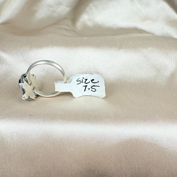 Moonstone Sterling Silver Ring Round Gemstone Handmade Jewelry Size 7.5 - Picture 3 of 5